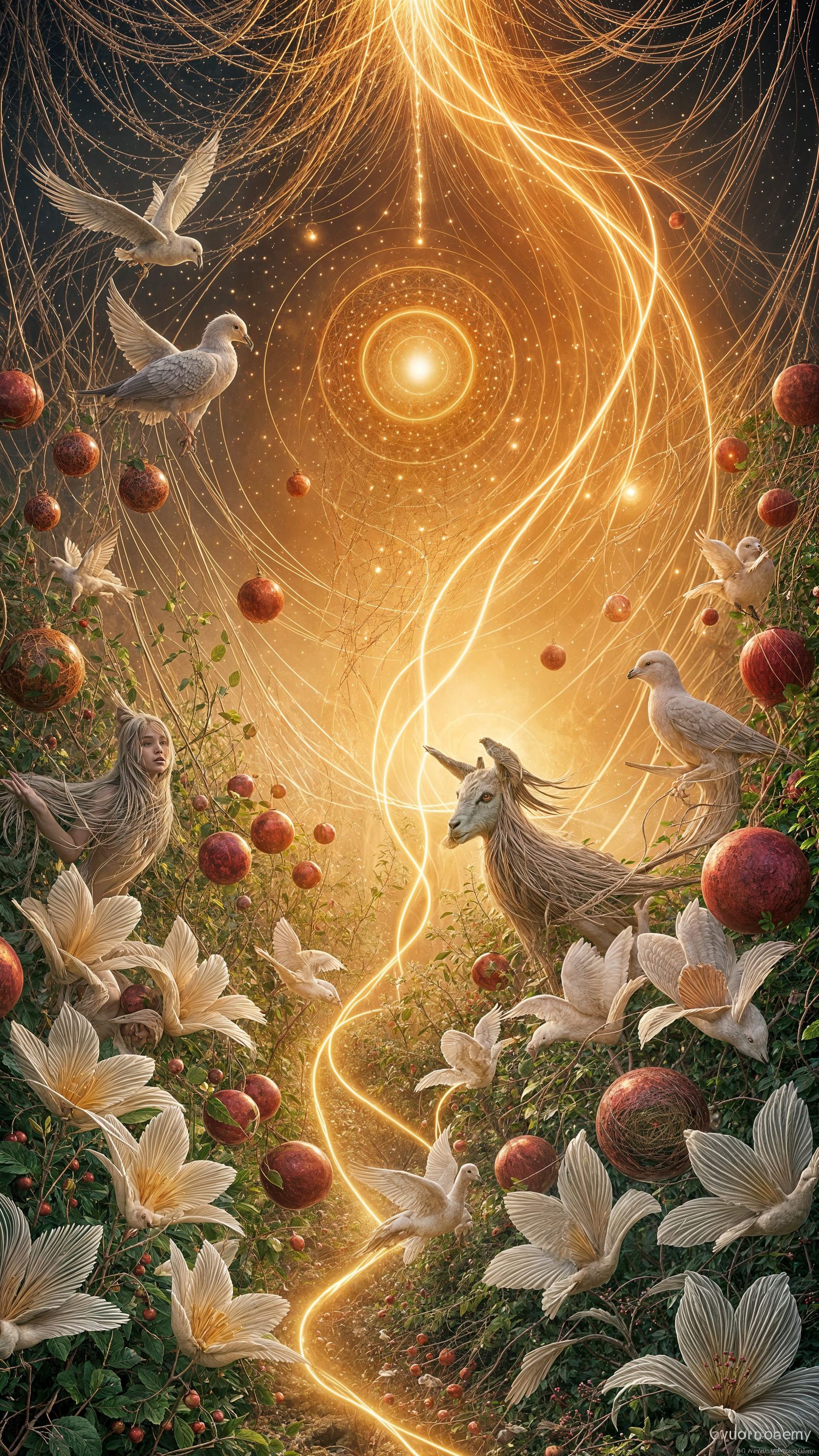 Abstract Sacred Light Entity in Mystical Garden