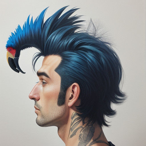 Vibrant Parrot Quiff Portrait