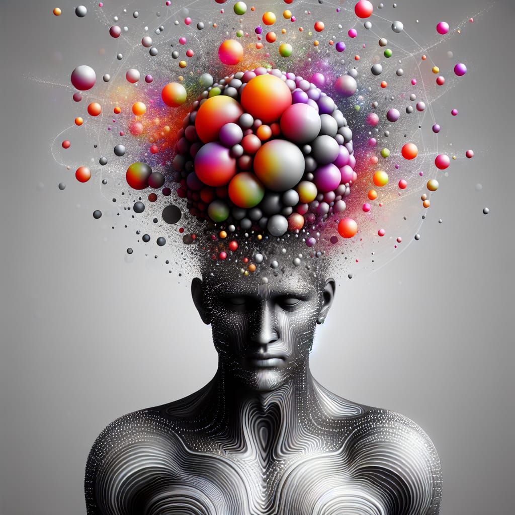 Abstract Mindscape with Vibrant Thought Spheres