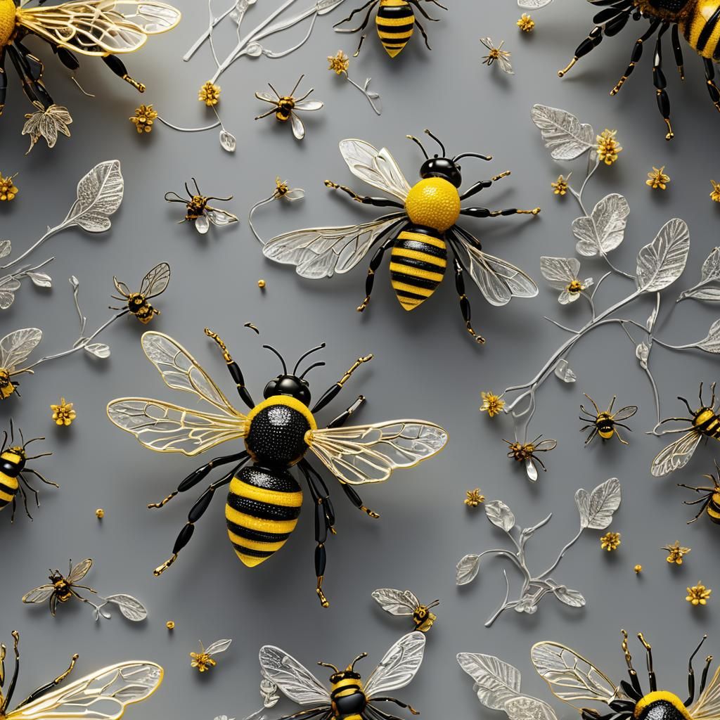 Crystal Glass Bee in 3D Digital Art