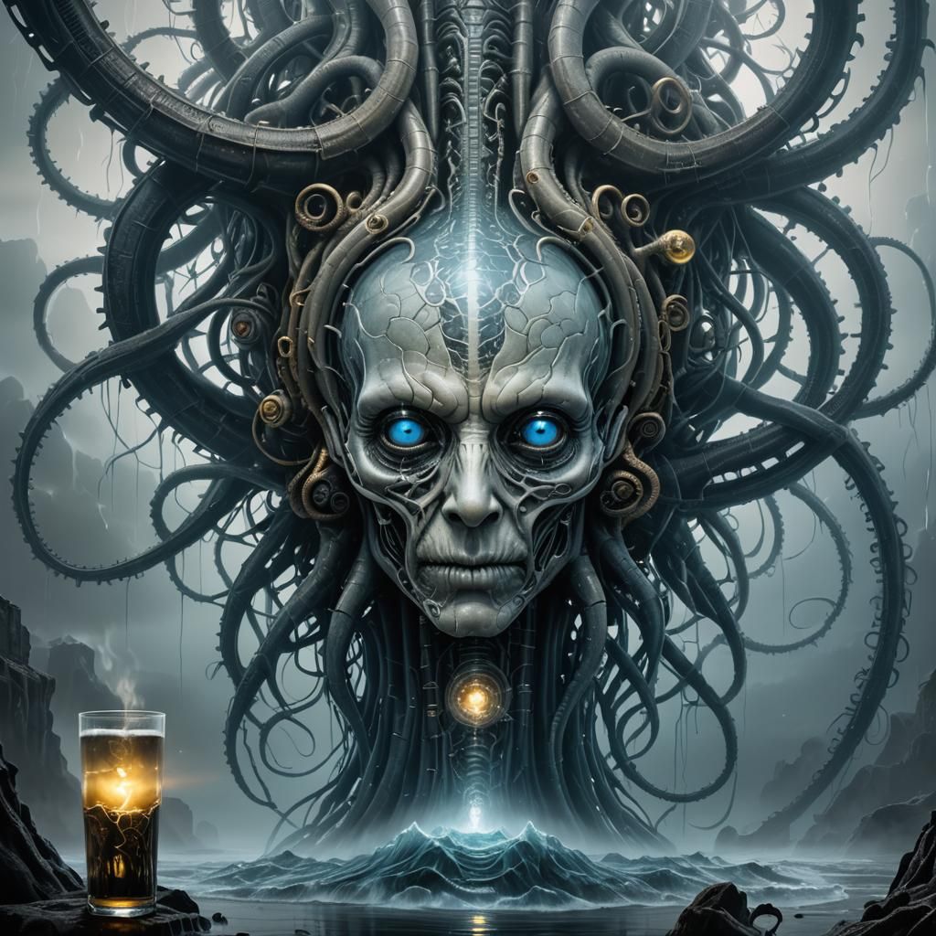 Biomechanical Brain and Eye in Cyberpunk Style