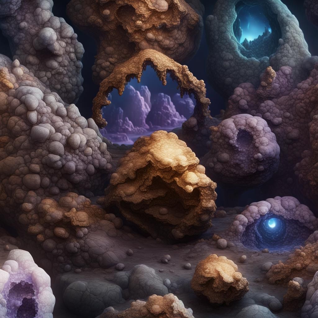 Detailed Geodes in Deep Color Fantasy Art