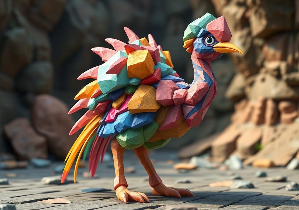 Majestic Stone Cassowary Pokémon in Digital Art Style