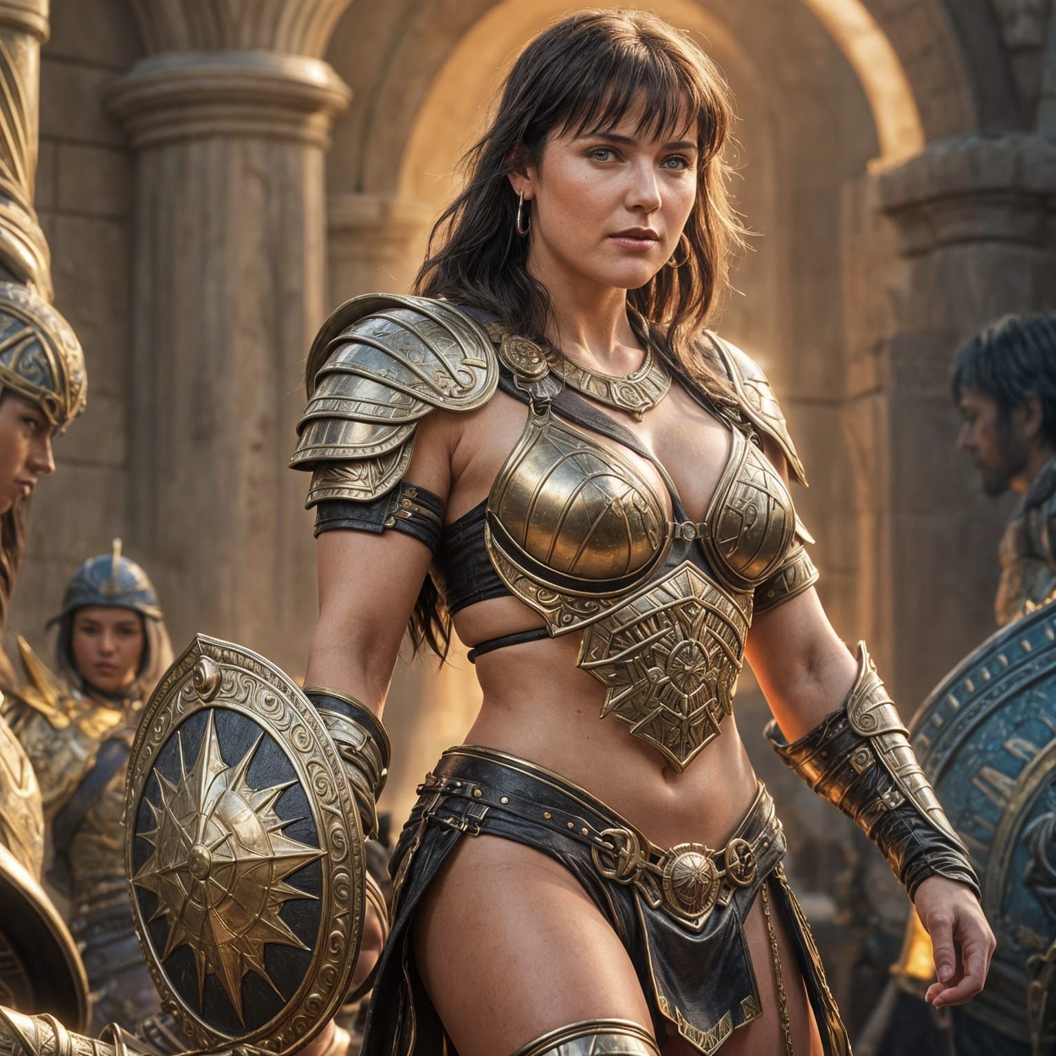 Xena Warrior Princess Portrait in Art Nouveau Style