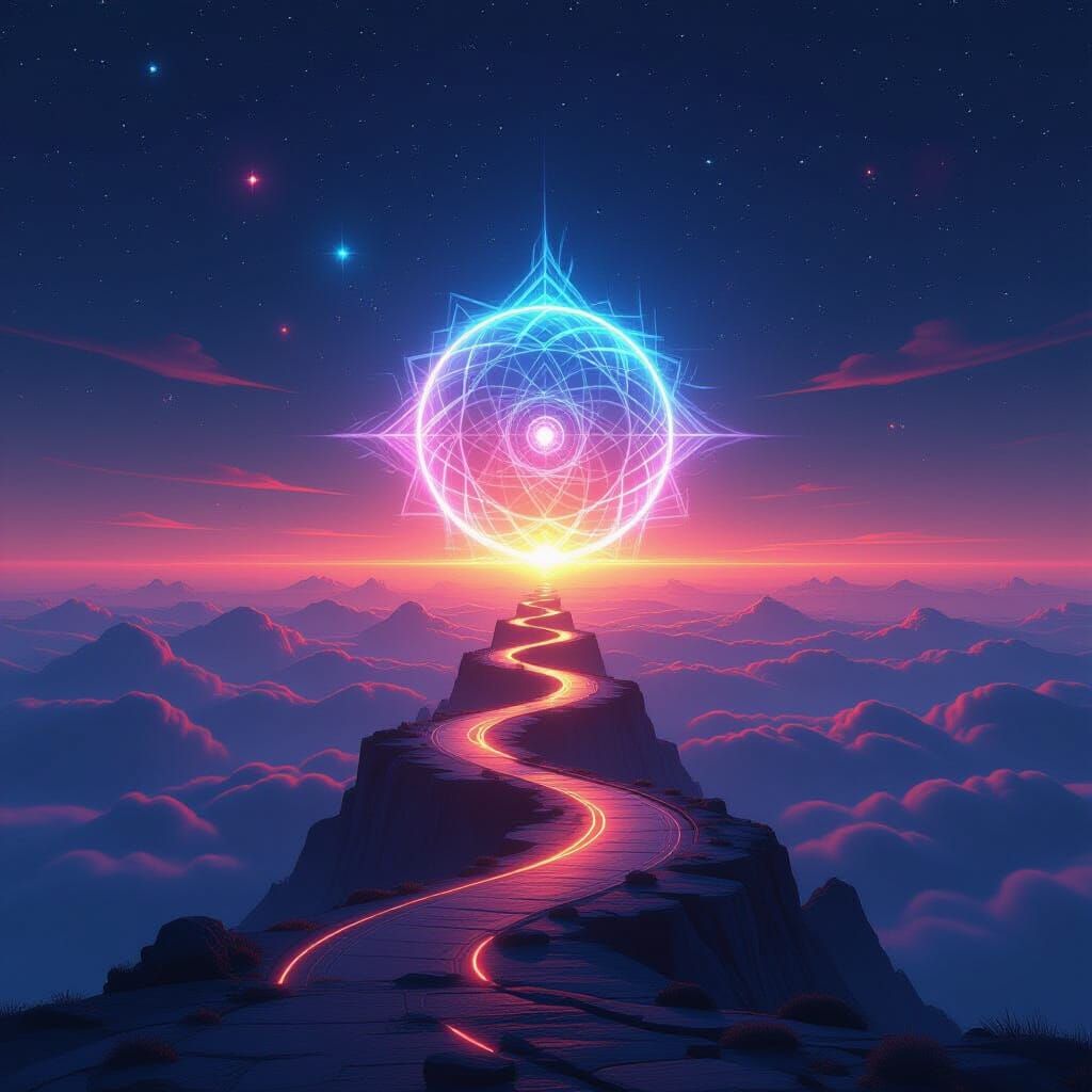 Neon Pathways to the Unknown: Digital Dreamscape