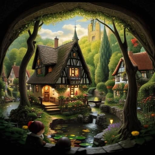 Enchanting Art Nouveau Miniature Alpine Village