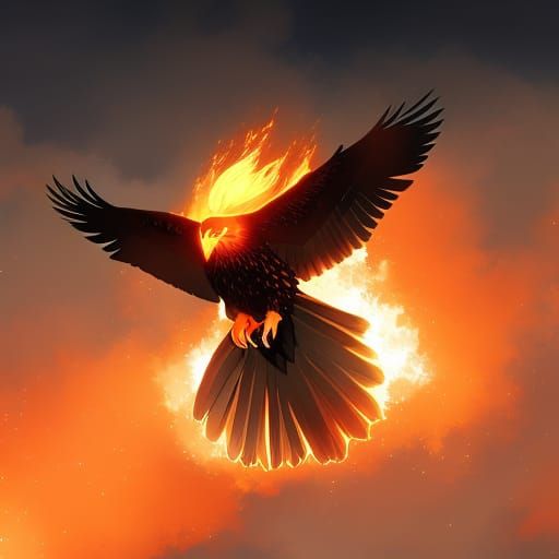 Anime Eagle Firefighter Portrait in Watercolor Style