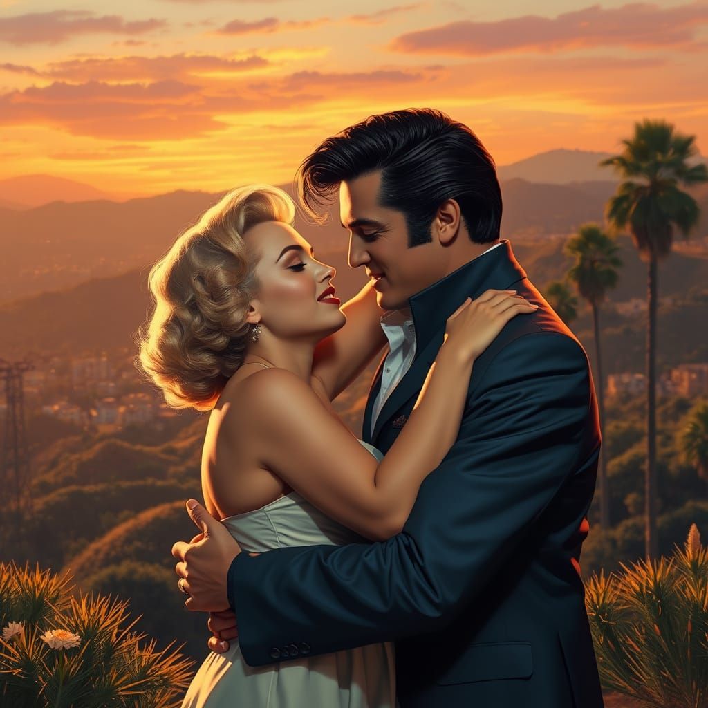 Romantic Hollywood Moment in Classic Matte Painting Style