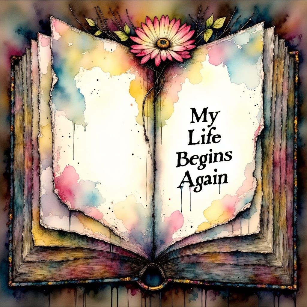 Open Book With Hopeful Title in Alcohol Ink Style