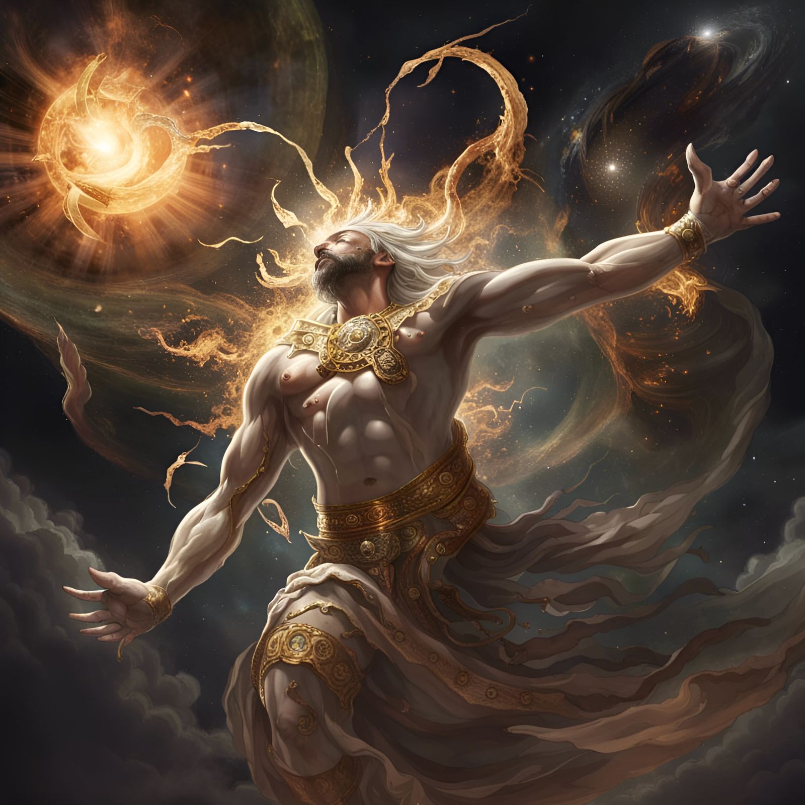 A god having its celestial form ripped apart