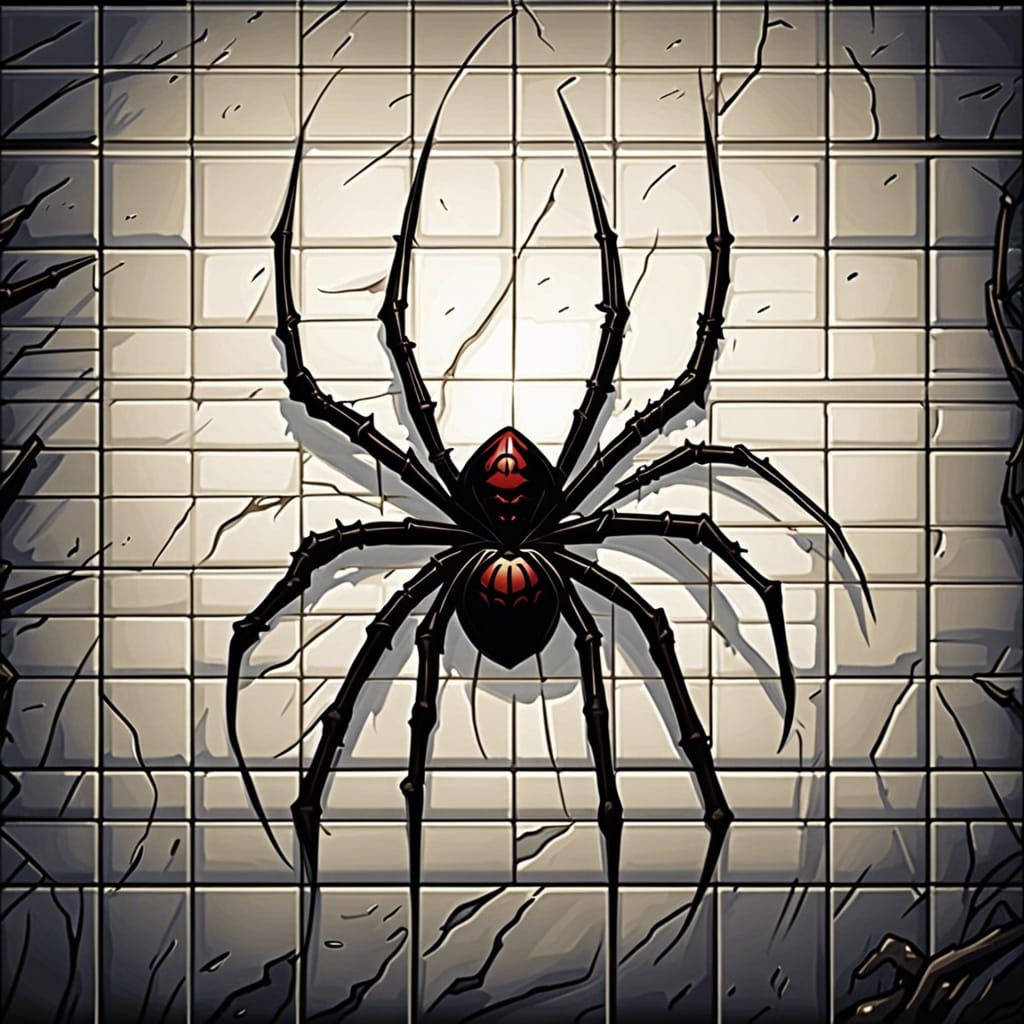 Small Dark Spider in Comic Book Style