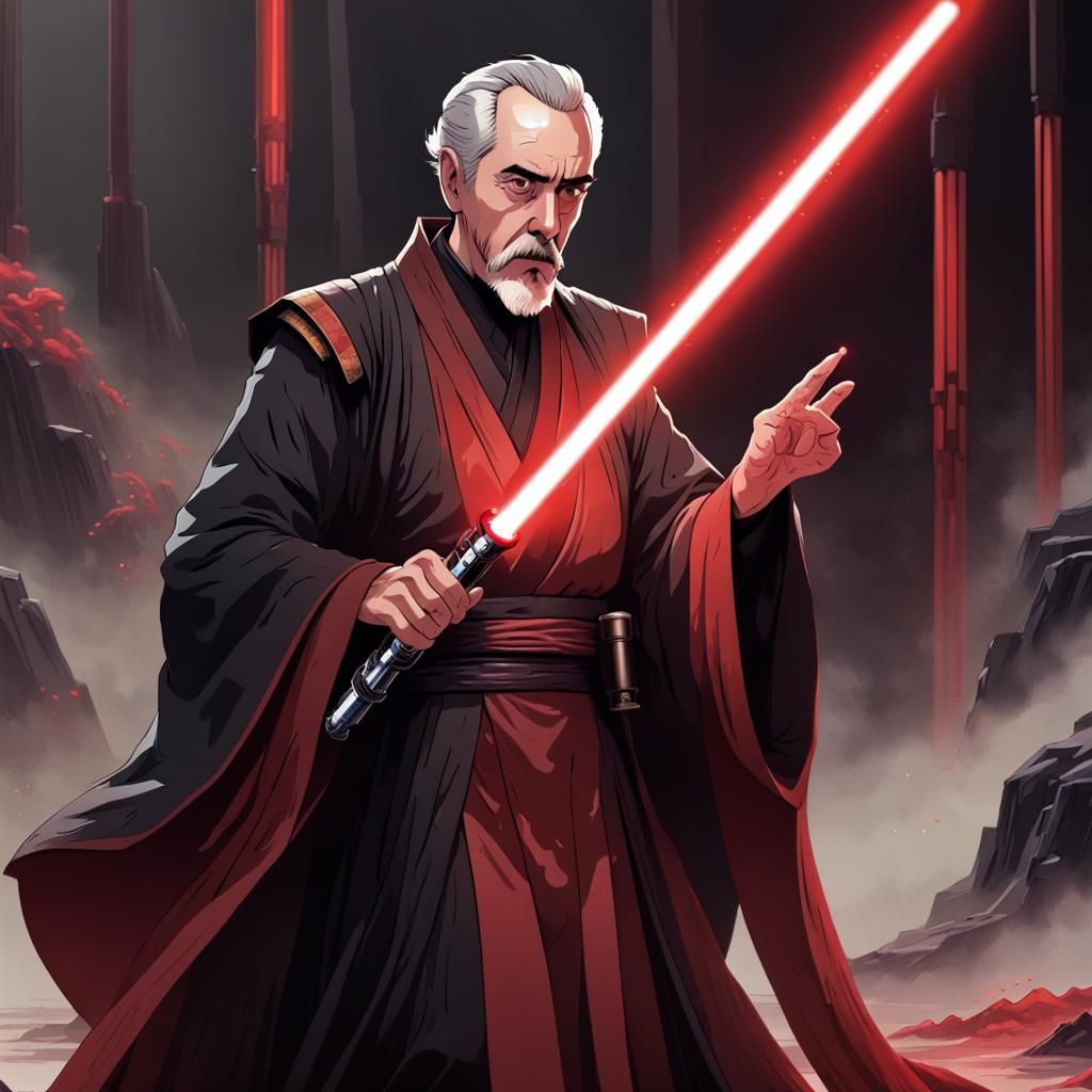 Count Dooku with Lightsaber in Ukiyo-e Style
