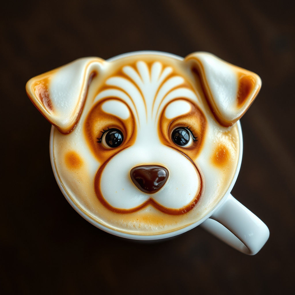 Puppy Latte Art Inspired by Visionary Painting
