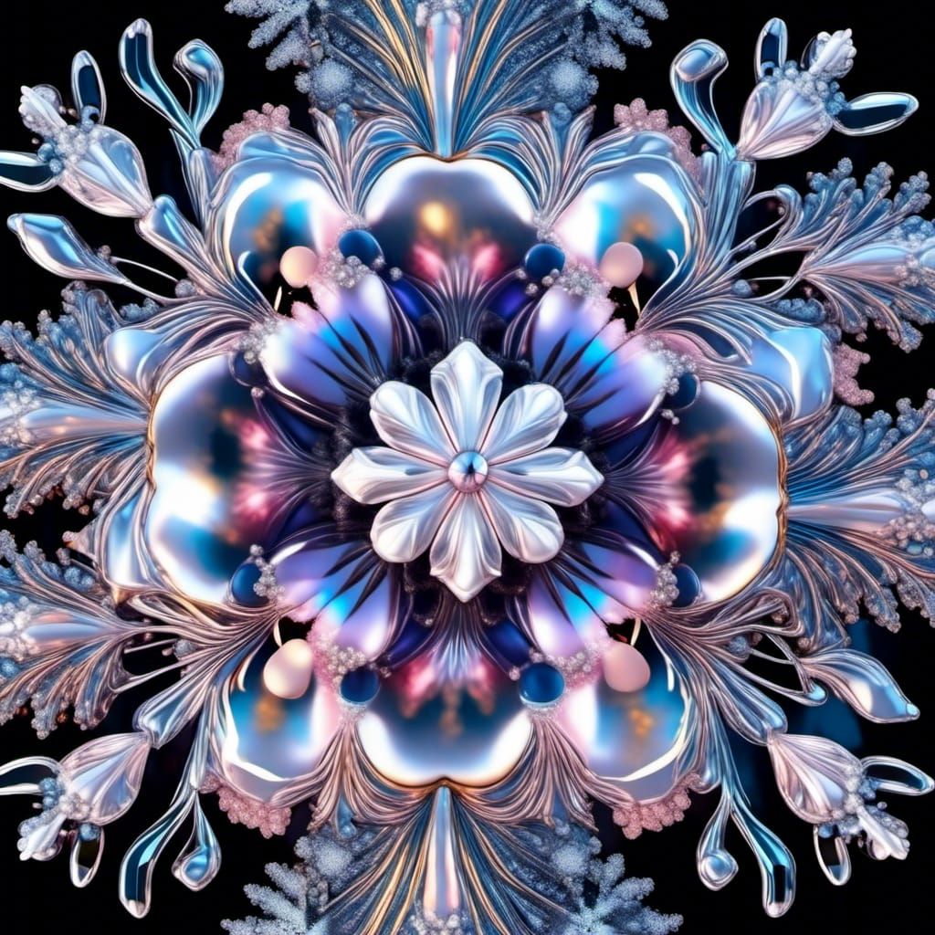 Elegant Crystal Snowflakes with Cosmic Lighting