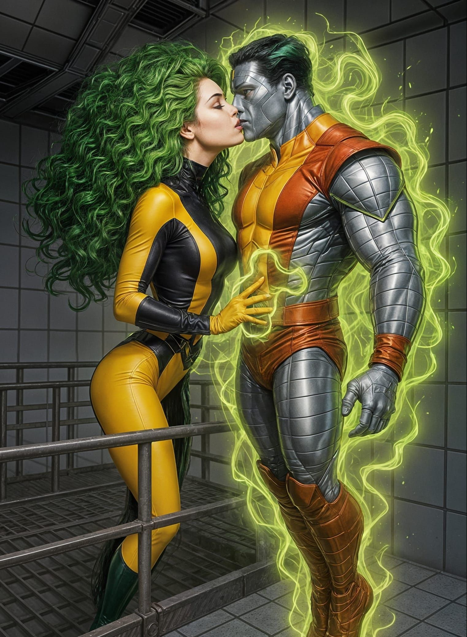 Polaris Uses Green Energy Powers on Colossus in Danger Room