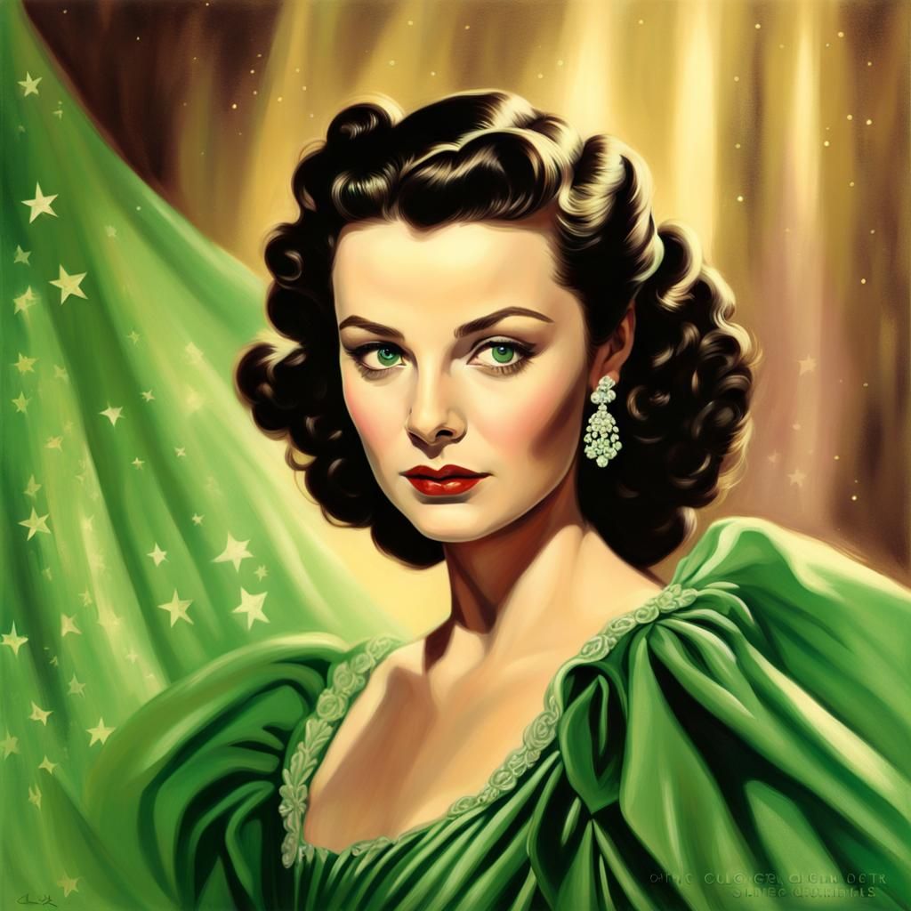 Vivien Leigh: Hyperrealistic Portrait in Green Dress