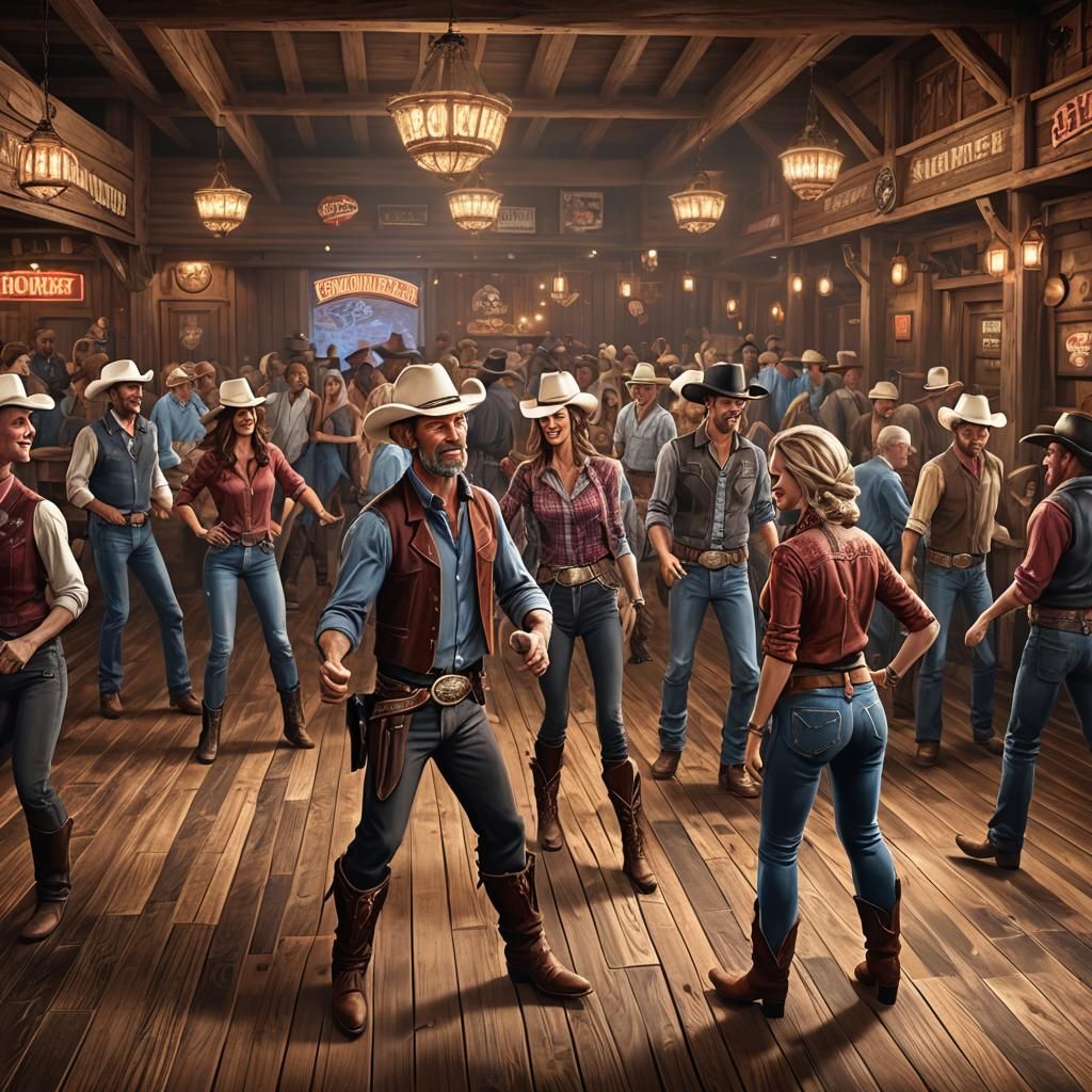 Electric Slide: Country Western Line Dancing Scene