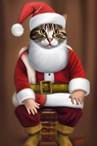 Festive Feline: Cat as Santa Claus