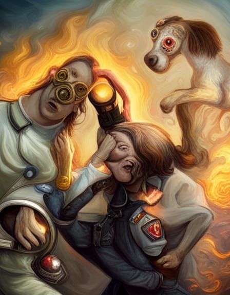 Surreal Protest Scene in Mark Ryden Style