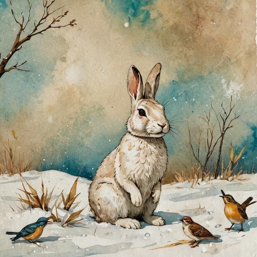 Vibrant Winter Wonderland in Impasto Brush Strokes