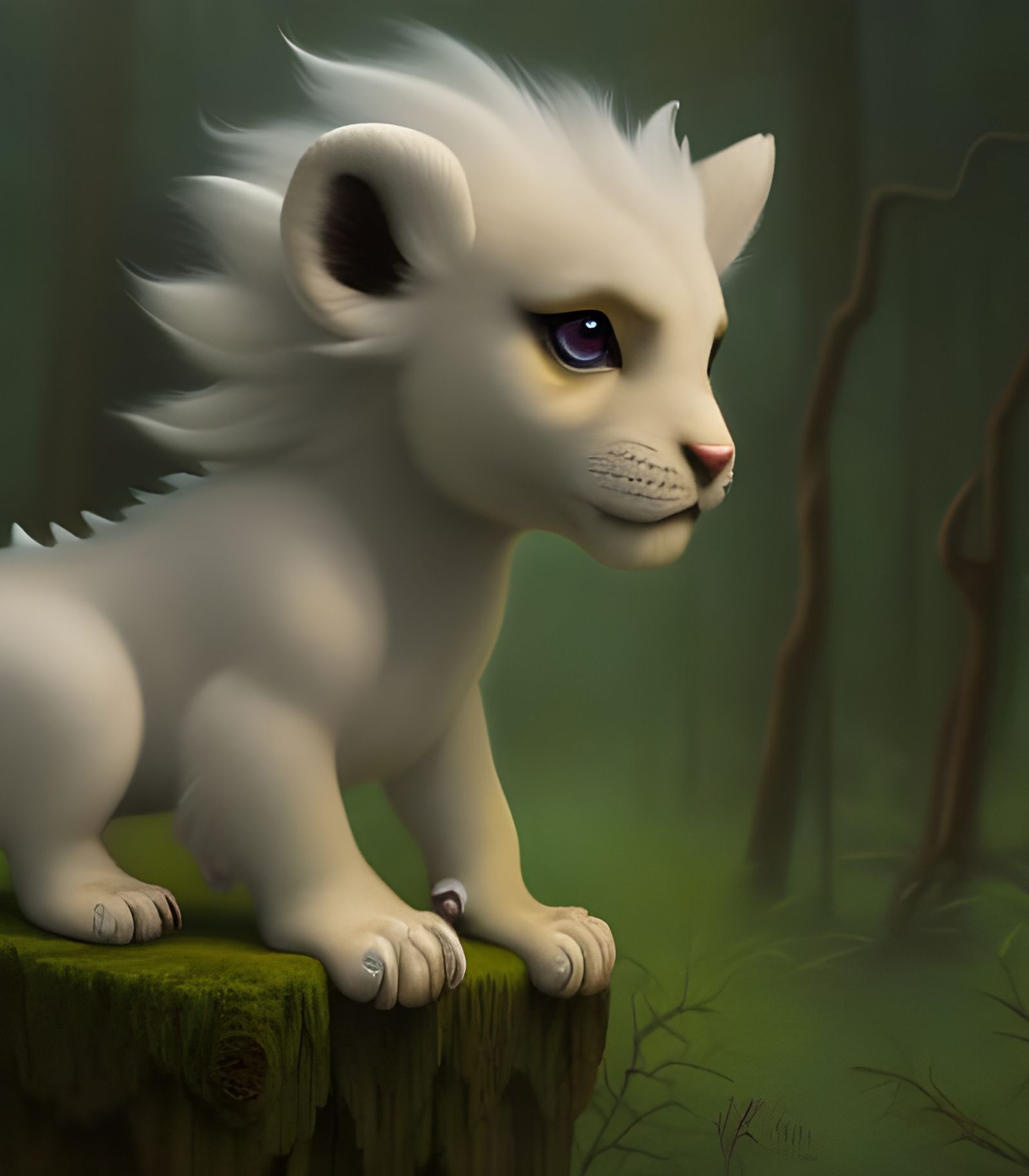 albino lion cub