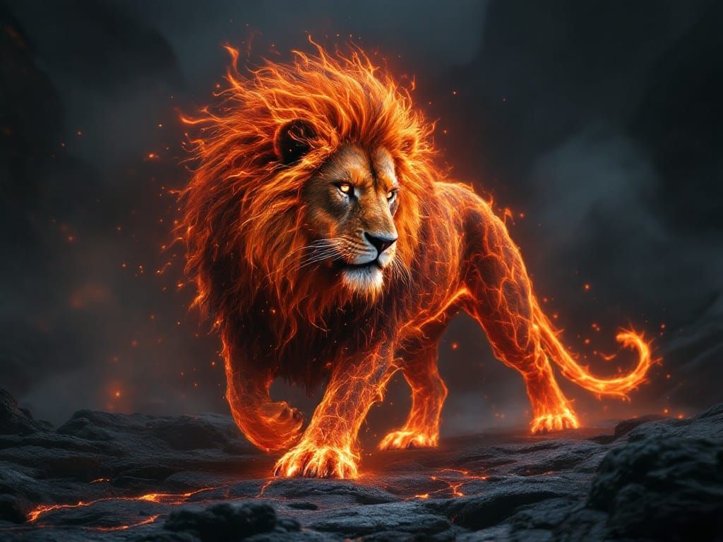 fiery lava lion