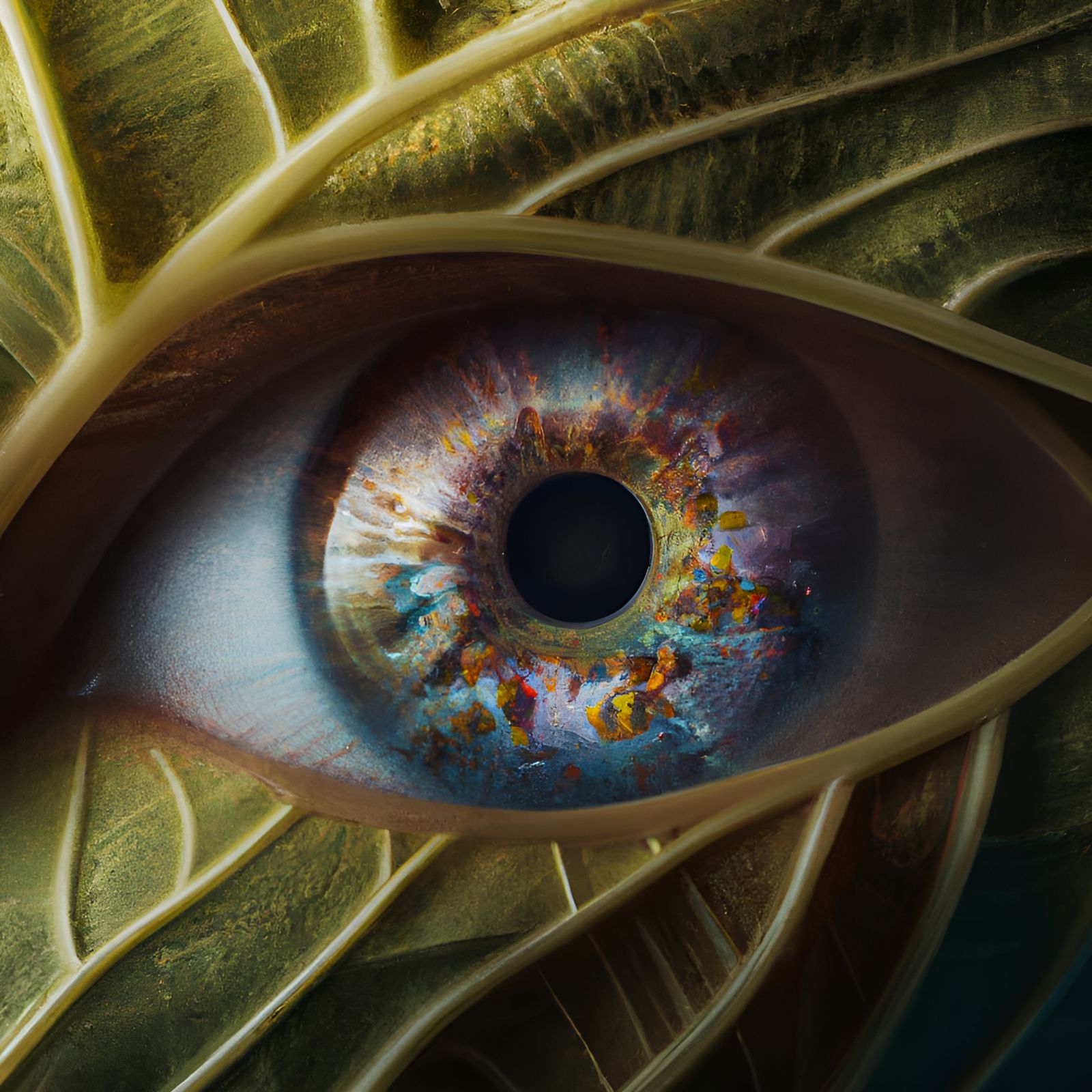 Detailed Eyeball Reflecting Arcane Nature Landscape