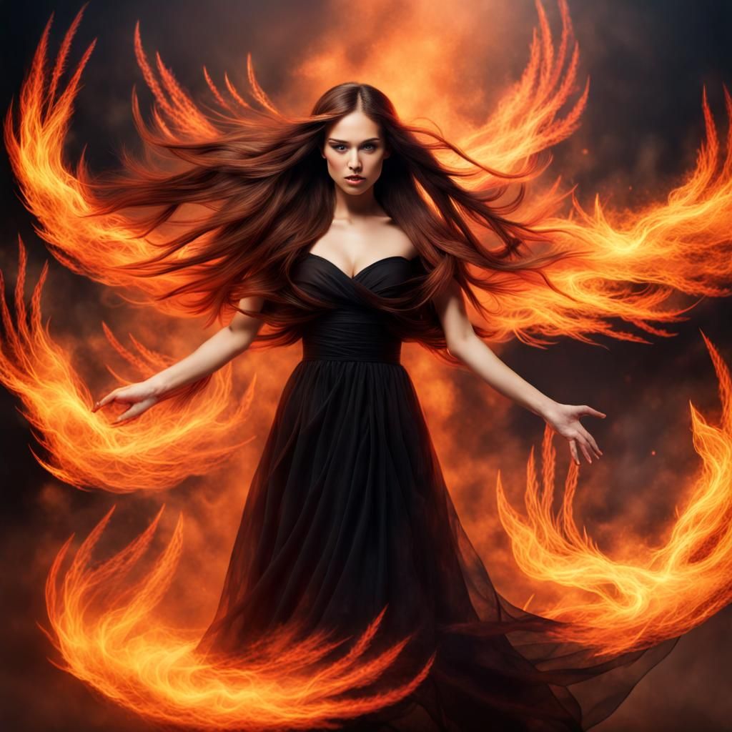 Phoenix Woman in Flames Digital Art