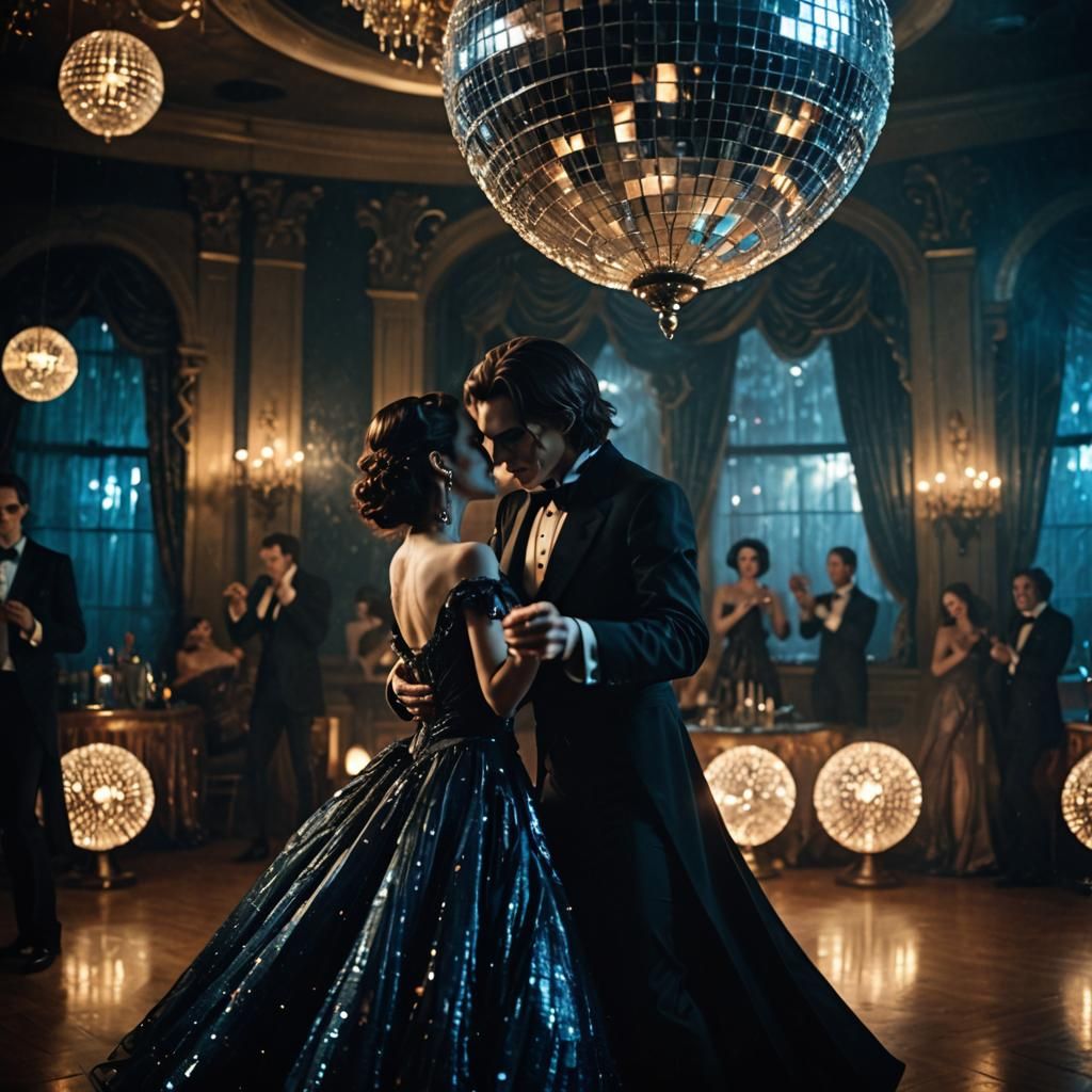 Elegant Vampire Couple Dancing in Gothic Romance Style