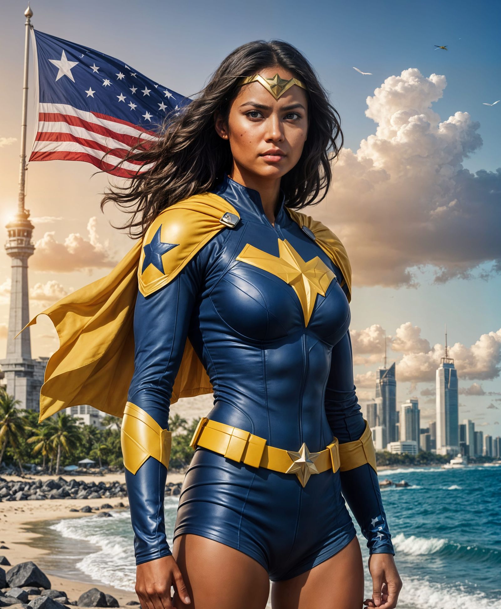 Nauru's Brave Superhero, Anina Starling, Poses with Island P...