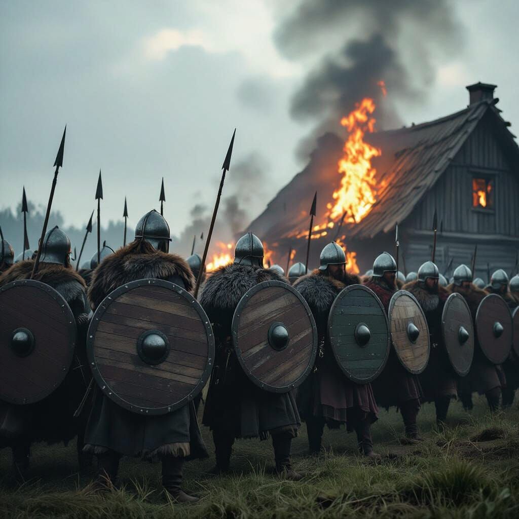 Viking Warriors in Shield Wall Formation