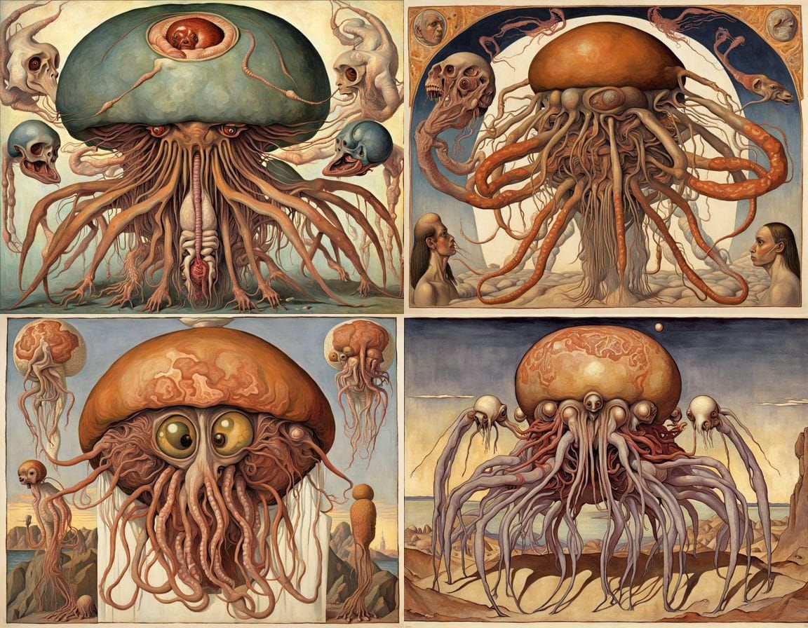 Surreal Egyptian Jellyfish Camel Homunculus Masterpiece