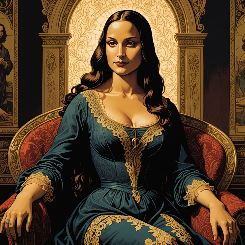 Mona Lisa in Comic Book Pulp Style