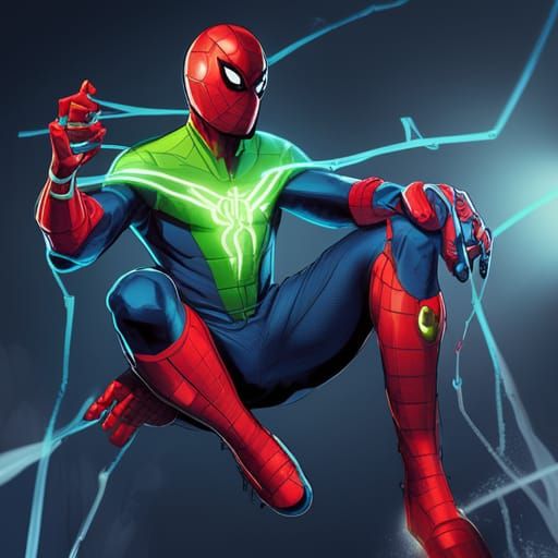 Concept art of a neon Spider-Man character
