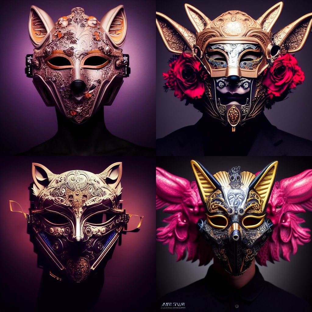 Cyberpunk Fox Mask Portrait in Hyper-Detailed Photo