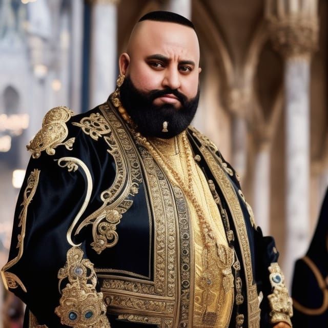 Opulent Medieval Middle Eastern Merchant in Maximalist Digit...