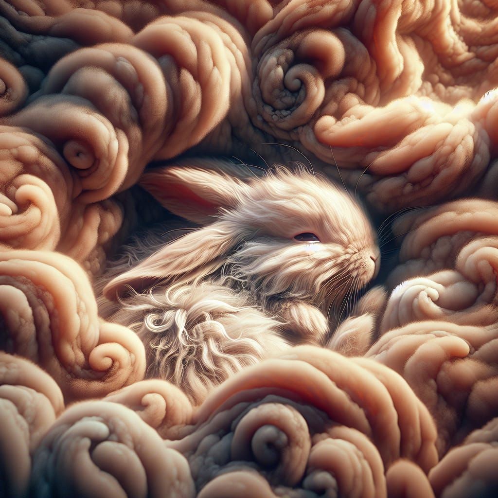 Adorable Bunny in Cozy Bed: Fantasy Concept Art