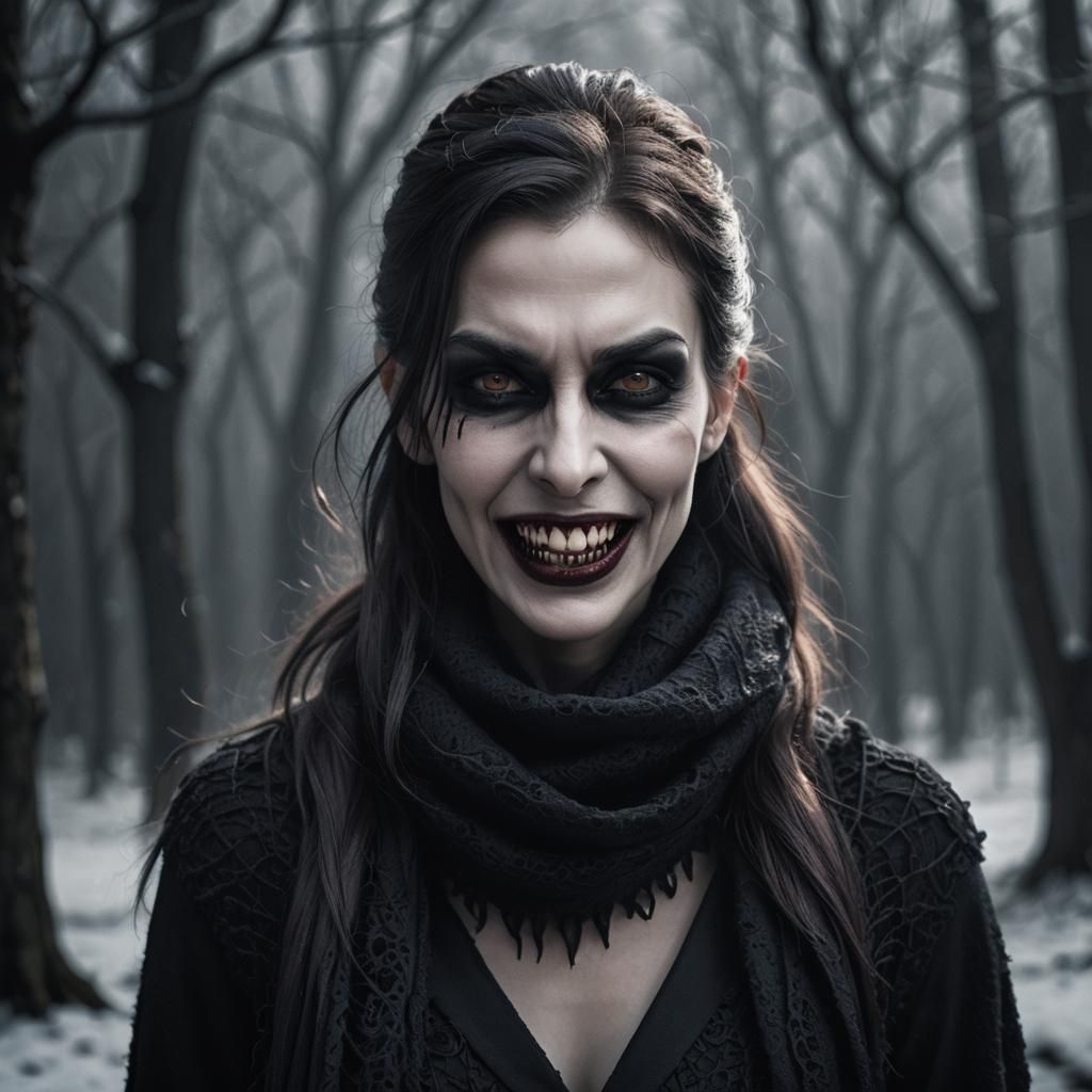 Eerie Vampire Portrait in Cinematic Horror Style