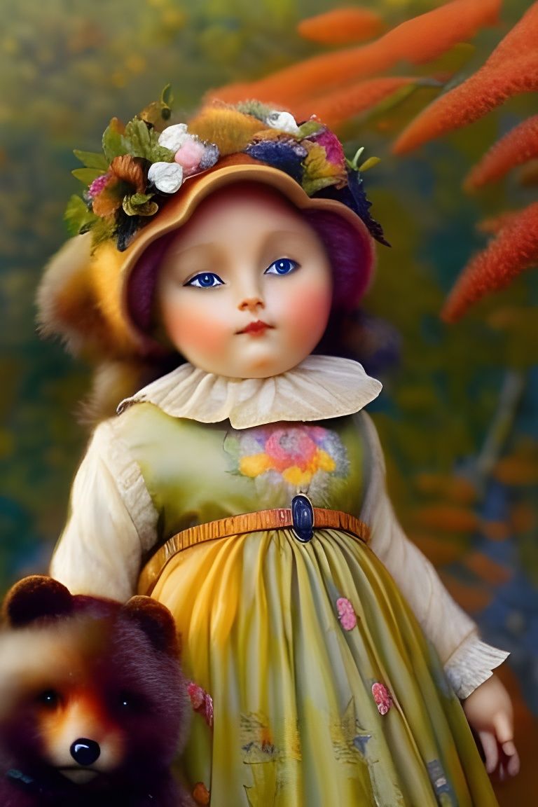 Miniature Bear Doll in Detailed 3D Shading