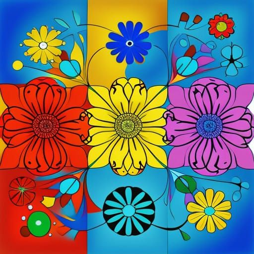 Colorful Flowers. Bright Colors. Abstract Flowers. Bright Fl...