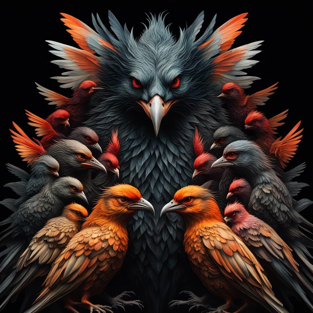 Double Exposure: Zombie Birds and Kitsune Silhouette