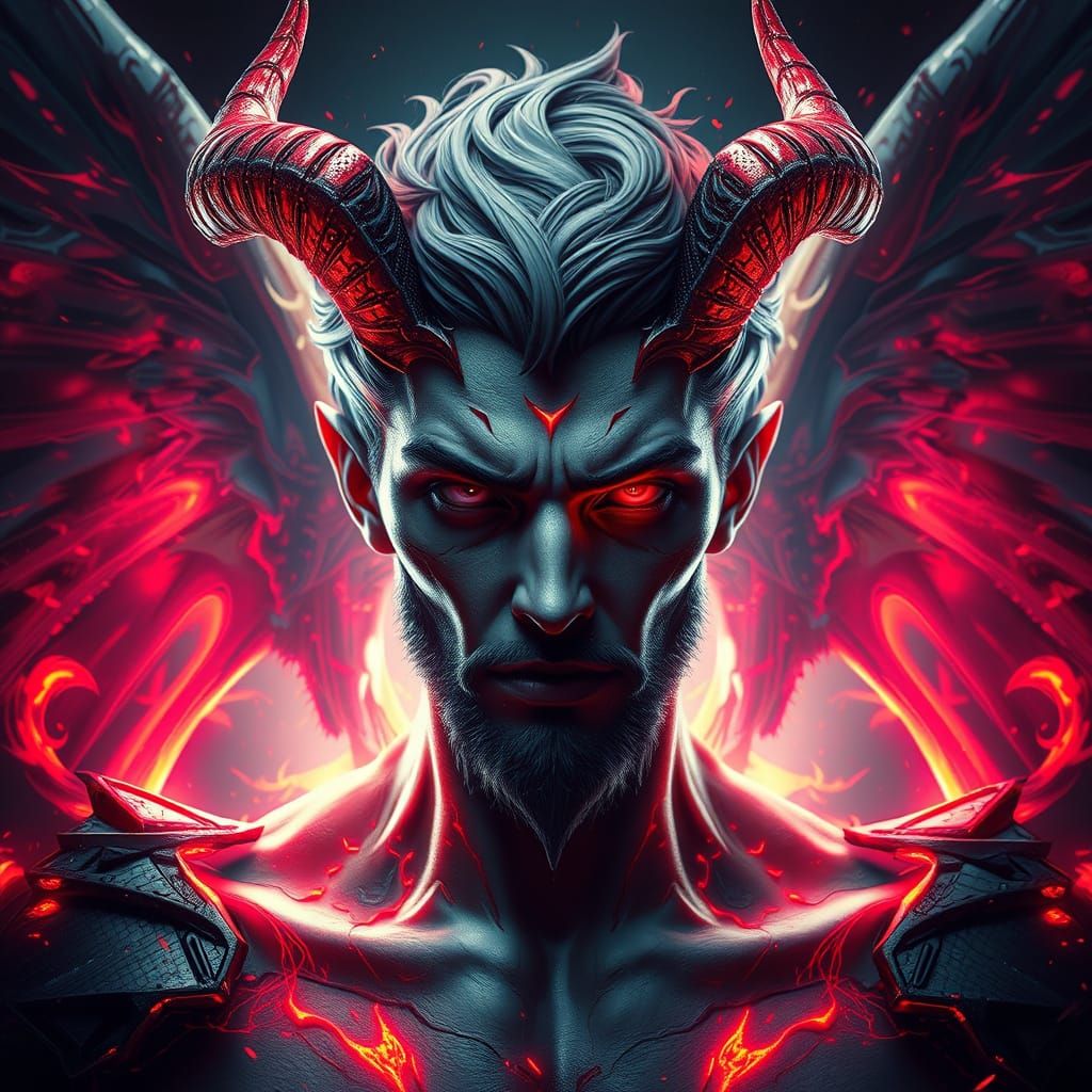 Ethereal Lucifer Portrait in Triadic Colors