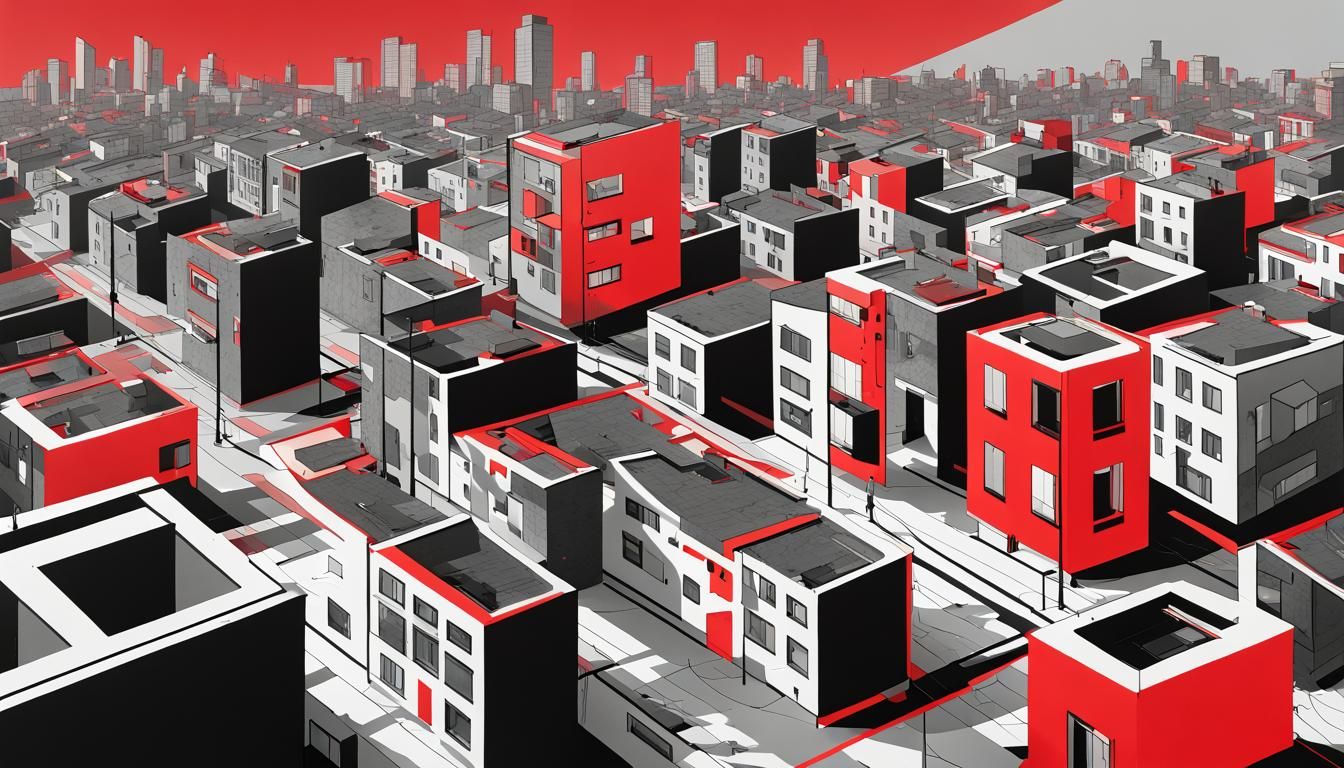 Geometric Cityscape in Pop Art Style