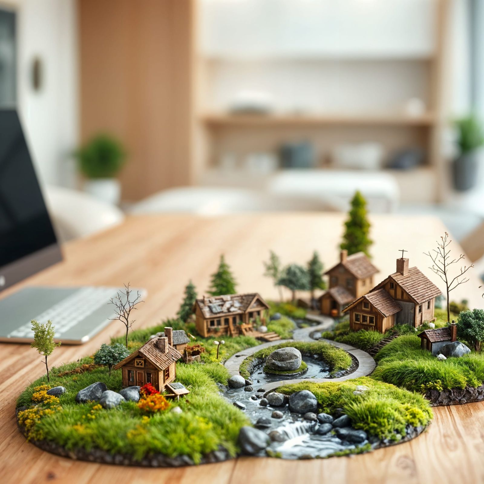 Surreal Miniature Village in Modern House
