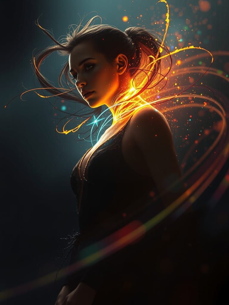 Ethereal Shadow Dancer Ignited by Inner Spark