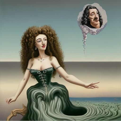 Surrealist Princess with Curly Hair in Melted Oil