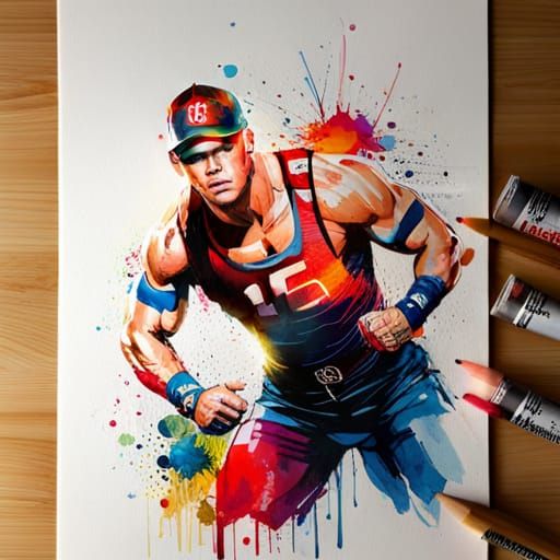 Watercolor Manga Illustration: A Muscular Masterpiece