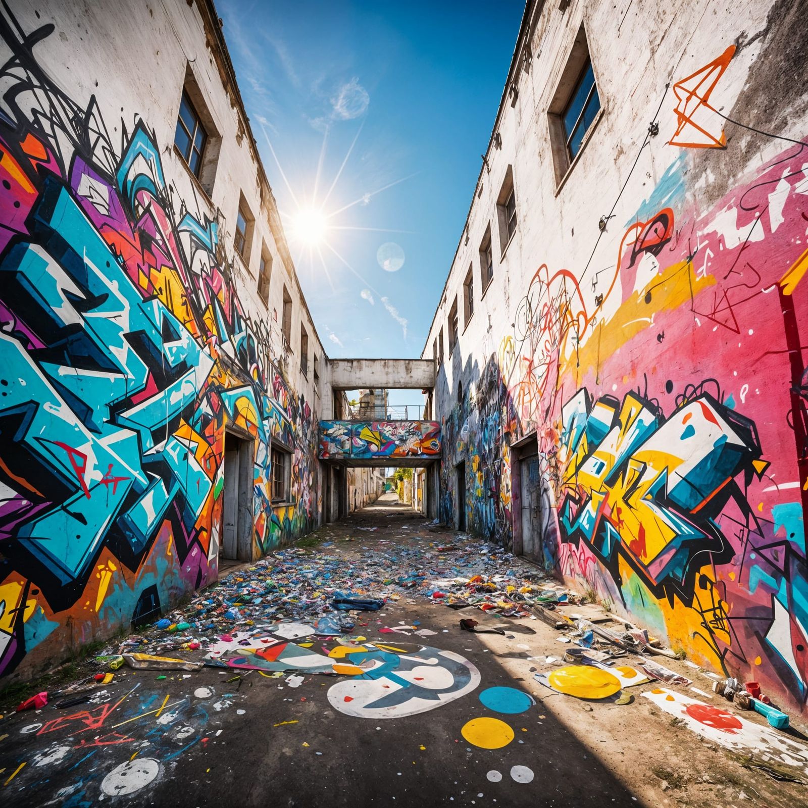 Colorful Graffiti Art on a White Wall