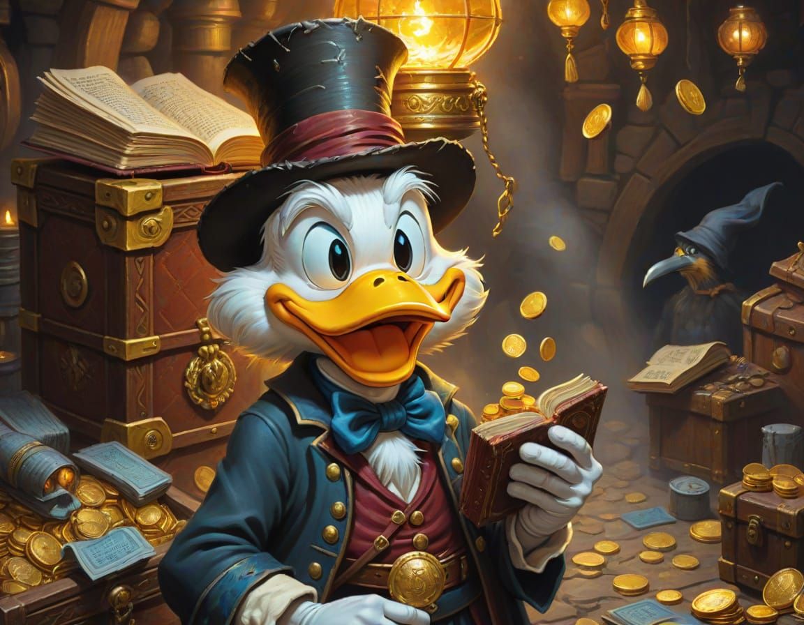Scrooge McDuck's Treasure: A Fantasy Oil Painting