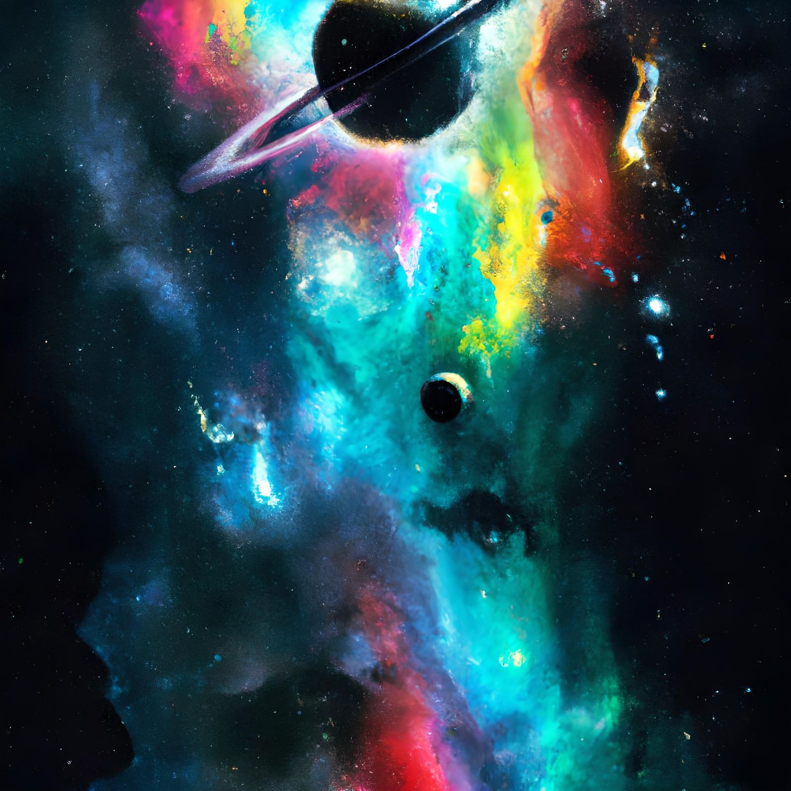Holographic Nebula in Poster Art Style
